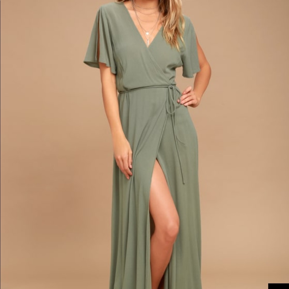 Lulus olive green wrap around dress